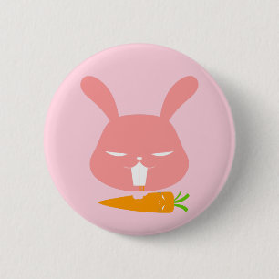 Badge Rond 5 Cm Le lapin mord le bouton