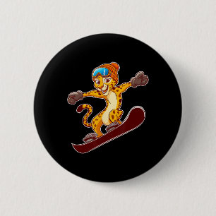 Badge Rond 5 Cm Le Leopard cool En Sports D'Hiver