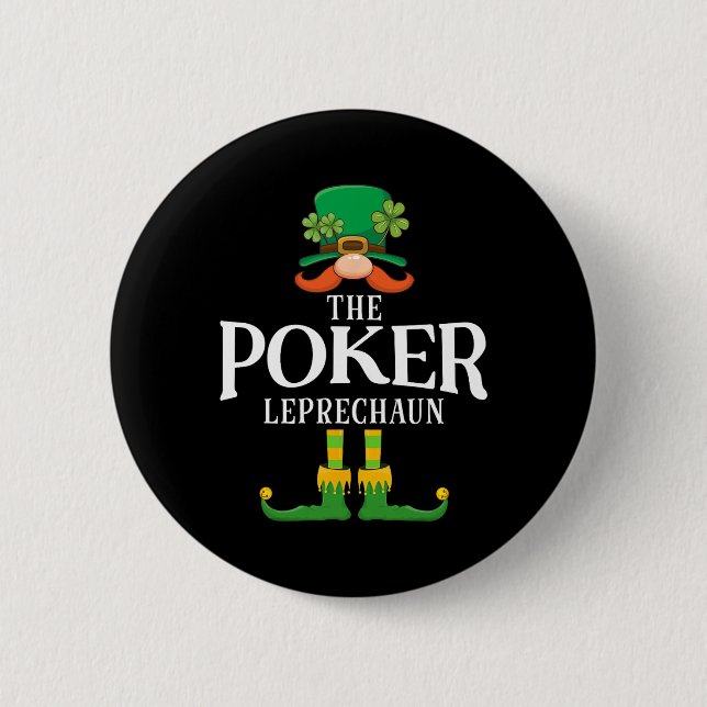 Badge Rond 5 Cm Le Leprechaun de Poker Saint-Patrick Matching  (Devant)