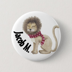 Badge Rond 5 Cm Le lion timide personnalisé