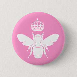 Badge Rond 5 Cm Le logo blanc de reine des abeilles… sont vous u