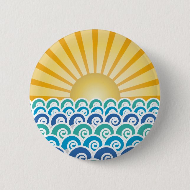 Badge Rond 5 Cm Le long du bouton de bleu de vagues (Devant)