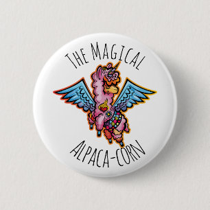 Badge Rond 5 Cm Le maïs magique Alpaca