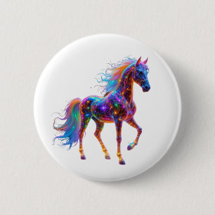 Badge Rond 5 Cm Le majestueux Neon Horse