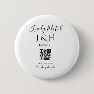 Badge Rond 5 Cm Le mariage d'ajouter le nom de couple QR code scan