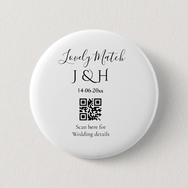 Badge Rond 5 Cm Le mariage d'ajouter le nom de couple QR code scan (Devant)