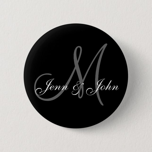 Badge Rond 5 Cm Le marié de jeune mariée de monogramme de mariage (Devant)