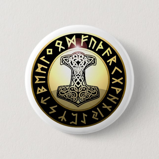 Badge Rond 5 Cm Le marteau du Thor (Devant)
