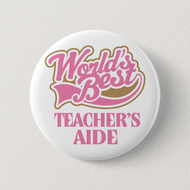 Badge Rond 5 Cm Le meilleur aide de professeurs des mondes roses (Devant)