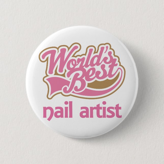 Badge Rond 5 Cm Le meilleur artiste de clou des mondes roses (Devant)