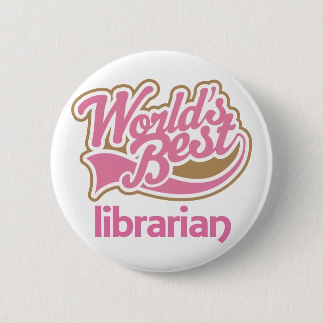 Badge Rond 5 Cm Le meilleur bibliothécaire des mondes roses (Devant)