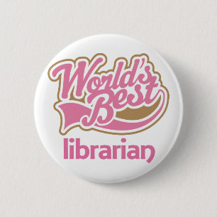 Badge Rond 5 Cm Le meilleur bibliothécaire des mondes roses