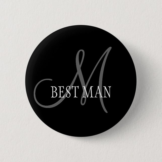 Badge Rond 5 Cm Le meilleur bouton de monogramme de mariage (Devant)