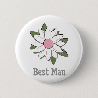 Badge Rond 5 Cm Le meilleur homme de fleur rose