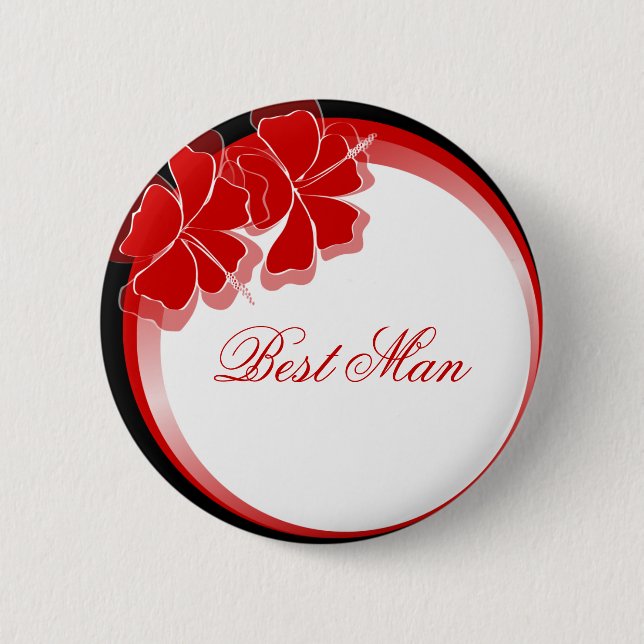 Badge Rond 5 Cm Le meilleur insigne d'homme de ketmie rouge (Devant)