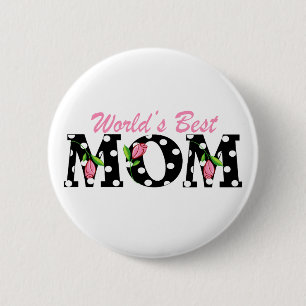 Badge Rond 5 Cm Le meilleur noir de la maman du monde avec les