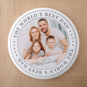 Badge Rond 5 Cm Le meilleur papa classique du monde photo simple