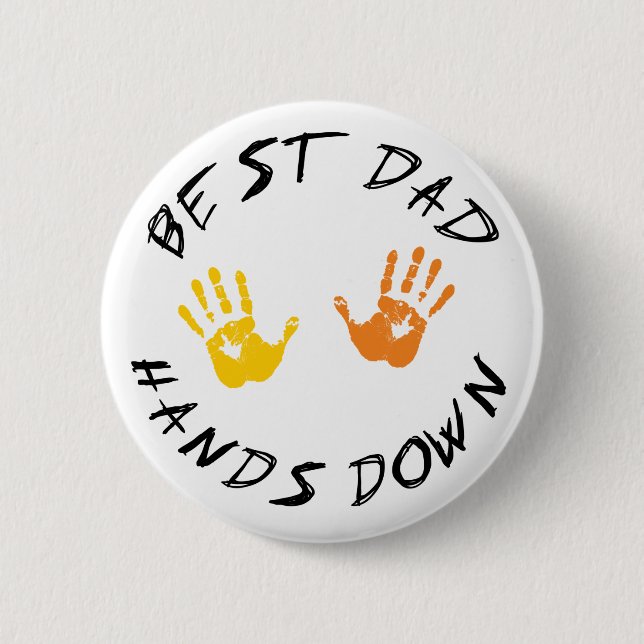Badge Rond 5 Cm Le meilleur papa remet vers le bas le cadeau (Devant)