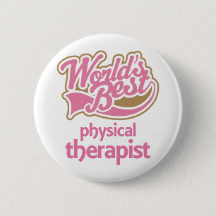 Badge Rond 5 Cm Le meilleur physiothérapeute des mondes roses