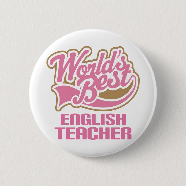 Badge Rond 5 Cm Le meilleur professeur d'Anglais des mondes roses (Devant)