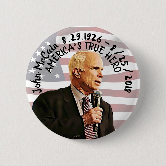 Badge Rond 5 Cm Le Mémorial du Véritable Héros John McCain de l'Am (Devant)
