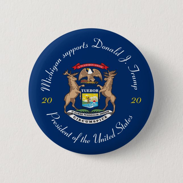 Badge Rond 5 Cm Le Michigan soutient Donald J. Trump 2020 (Devant)