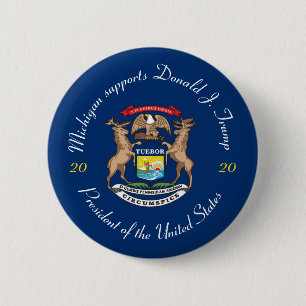 Badge Rond 5 Cm Le Michigan soutient Donald J. Trump 2020