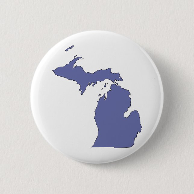 Badge Rond 5 Cm Le Michigan : Un état BLEU (Devant)