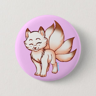 Badge Rond 5 Cm Le mini fond de kitsune