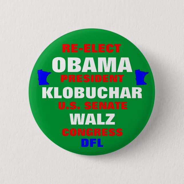 Badge Rond 5 Cm Le Minnesota pour Obama Klobuchar Walz (Devant)