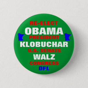 Badge Rond 5 Cm Le Minnesota pour Obama Klobuchar Walz