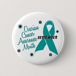 Badge Rond 5 Cm Le mois de conscience de Cancer ovarien fleurit 1