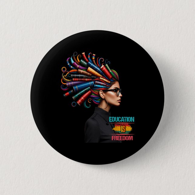 Badge Rond 5 Cm Le Mois de l'histoire noire L'éducation est la lib (Devant)