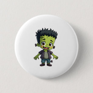 Badge Rond 5 Cm Le Monstre de Frankenstein - Caricature d'Hallowee