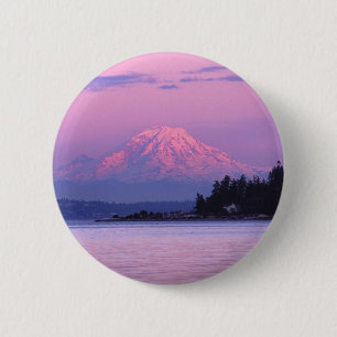 Badge Rond 5 Cm Le mont Rainier au coucher du soleil, l'état de