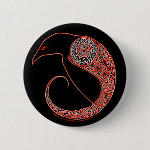 Badge Rond 5 Cm Le Morrigan Raven Céltic nouwork Pins & Boutons