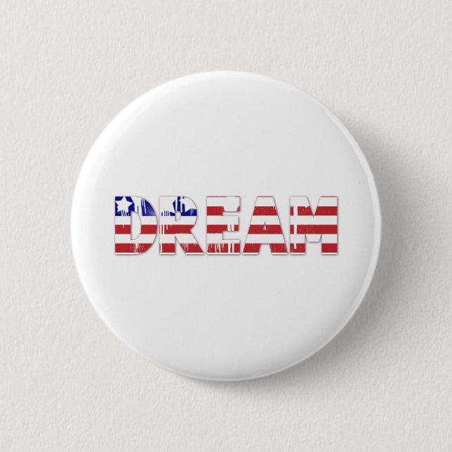 Badge Rond 5 Cm Le mot "Dream" avec drapeau américain (Devant)