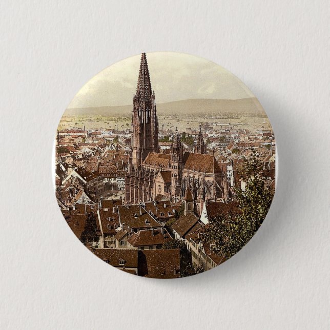 Badge Rond 5 Cm Le Munster, Fribourg, Baden, Allemagne magnifique (Devant)