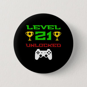 Badge Rond 5 Cm Le niveau 21 a ouvert le 21ème Gamer de chemise d