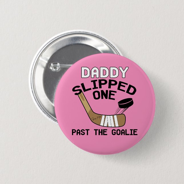 Badge Rond 5 Cm Le papa a glissé un après le rose de fille (Devant & derrière)