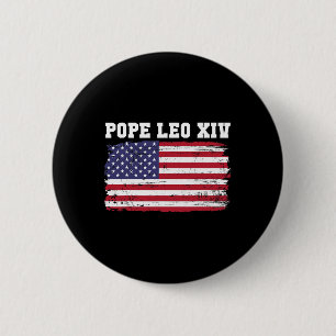 Badge Rond 5 Cm Le Pape Leo Xiv 14ème Pape Américain Drapeau Vin