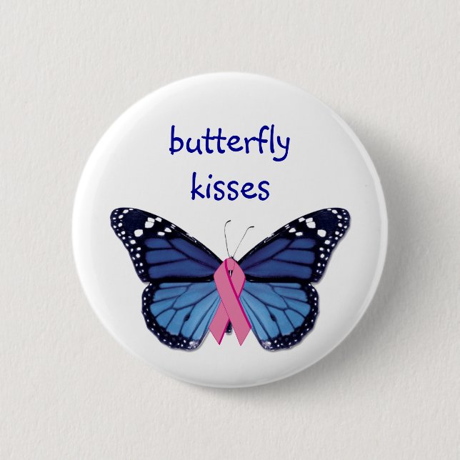Badge Rond 5 Cm Le papillon embrasse le bouton (Devant)
