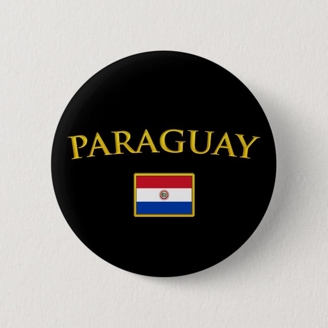 Badge Rond 5 Cm Le Paraguay d'or (Devant)