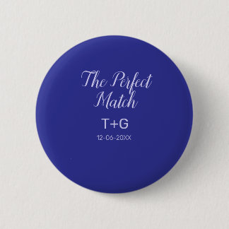 Badge Rond 5 Cm Le parfait match bleu royal luxe ajout couple nom