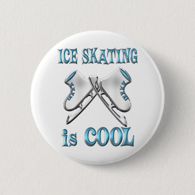 Badge Rond 5 Cm Le patinage de glace est frais (Devant)