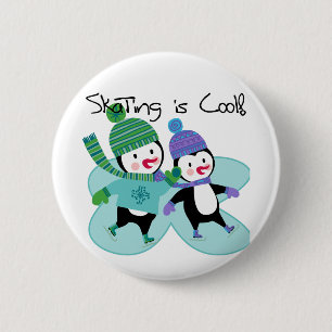 Badge Rond 5 Cm Le patinage de pingouins est frais