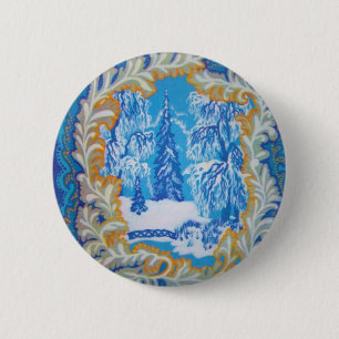 Badge Rond 5 Cm Le pays des merveilles bleu vintage renversant