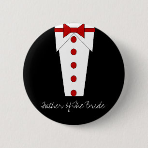 Badge Rond 5 Cm Le Père Du Bouton De La Mariée (Rouge)