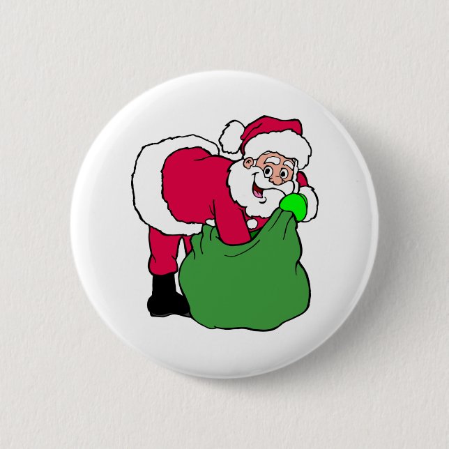 Badge Rond 5 Cm Le Père Noël Atteint Le Pack (Devant)