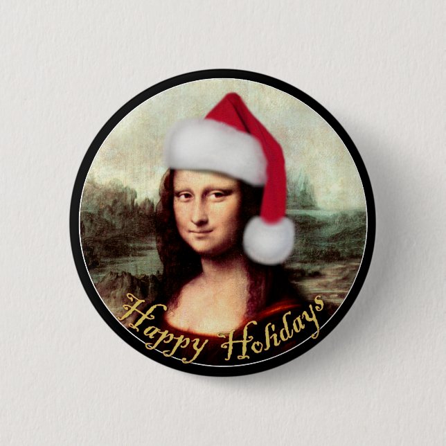 Badge Rond 5 Cm Le Père Noël de Mona Lisa (Devant)